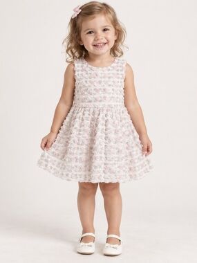 Memory Wear by Deborah Toddler 3T Pastel Tufted Floral Dress